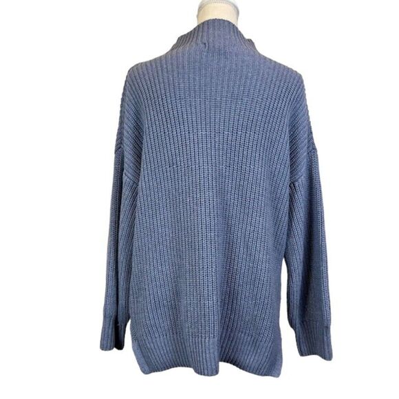Cupcakes & Cashmere Ribbed Knit Sweater Tunic Periwinkle Blue Wide Mock Medium - Picture 3 of 8